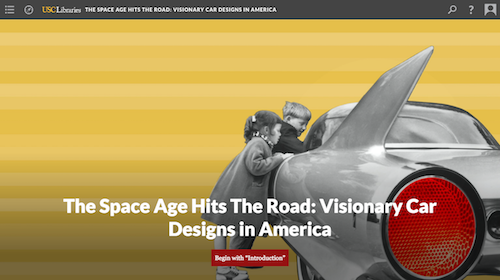 screenshot for digital exhibition, space age hits the road