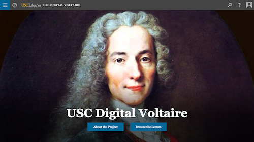 screenshot for digital exhibition, usc digital voltaire