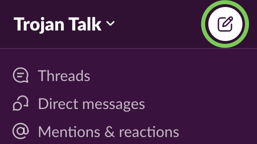 Slack Start Direct Message Screenshot